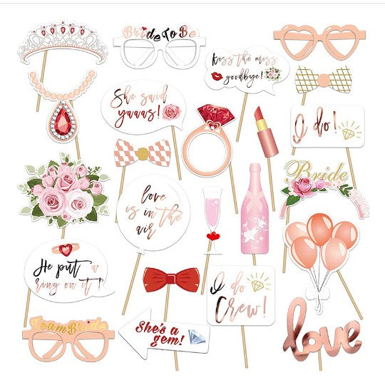 Set 23 de Accesorii pentru Petrecere, Flippy, Props pentru Coltul de Poze, Tematica Petrecerea Burlacitelor, Roz-0