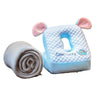 Set 2in1 Patura Microfibra si Perna din Spuma, Flippy, pentru Birou, Calatorii, Pauze, Model Elefant, Microfibra, 1x1.7 m, 30x35x30 cm, Albastru-0