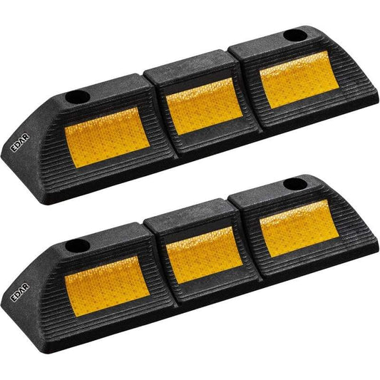 Set 2x Opritor Roti, Blocare Roti si Delimitare Loc Parcare, Elemente Reflectorizante, Cauciuc, Negru/galben