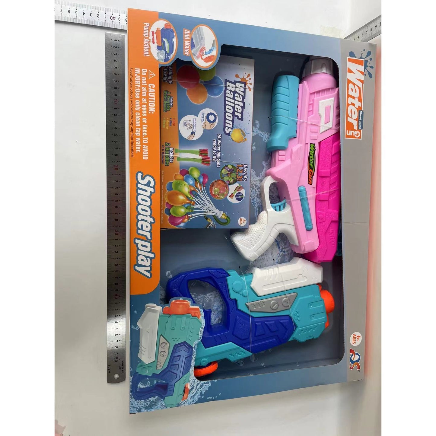 Set 2x Pistol cu Apa pentru Copii, Flippy, 6ani+, cu baloane de apa, Albastru + Roz, 1x 600 ML +  1x 550 ML-13