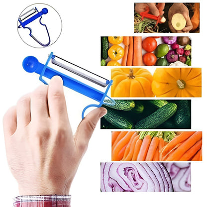 Set 3 Accesorii de Decojire, Razuire si Feliere, Flippy, pentru Legume si Fructe, Negru-Rosu-Albastru-3