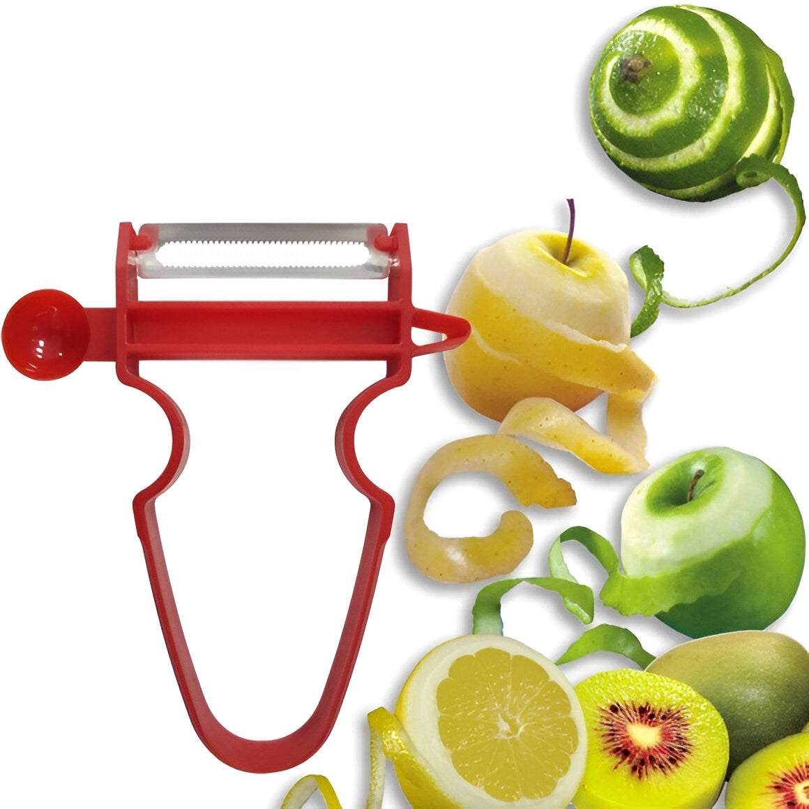 Set 3 Accesorii de Decojire, Razuire si Feliere, Flippy, pentru Legume si Fructe, Negru-Rosu-Albastru-5