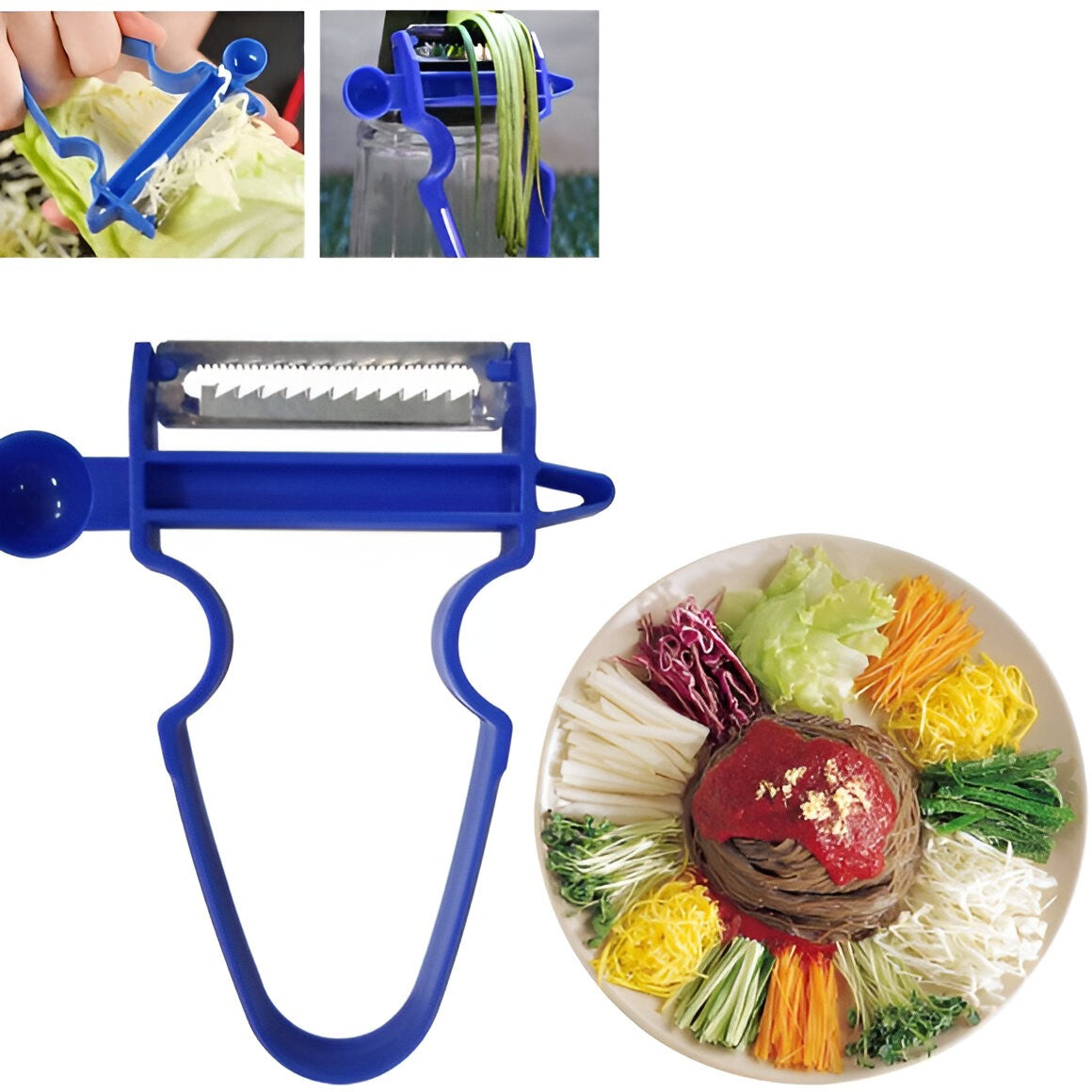 Set 3 Accesorii de Decojire, Razuire si Feliere, Flippy, pentru Legume si Fructe, Negru-Rosu-Albastru-6