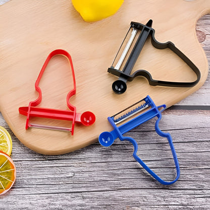 Set 3 Accesorii de Decojire, Razuire si Feliere, Flippy, pentru Legume si Fructe, Negru-Rosu-Albastru-7