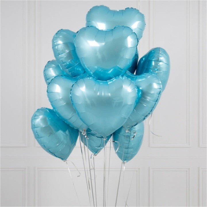 Set 3 Baloane din Folie Metalizata, Flippy, Figurina Inima, Tema Ziua Indragostitilor, 45 cm, Ambalaj Individual, Pai Inclus, Umflare cu Aer sau Heliu, Albastru/Argintiu-6