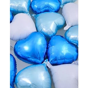 Set 3 Baloane din Folie Metalizata, Flippy, Figurina Inima, Tema Ziua Indragostitilor, 45 cm, Ambalaj Individual, Pai Inclus, Umflare cu Aer sau Heliu, Albastru/Argintiu-7