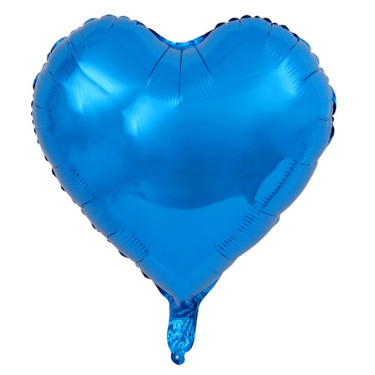 Set 3 Baloane din Folie Metalizata, Flippy, Figurina Inima, Tema Ziua Indragostitilor, 45 cm, Ambalaj Individual, Pai Inclus, Umflare cu Aer sau Heliu, Albastru/Argintiu-1