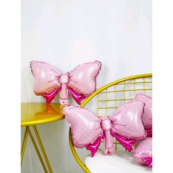 Set 3 Baloane din Folie Metalizata, Flippy, Figurine Carucior, Inima, Fundita, Tema Botez, 45 cm, Ambalaj Individual, Pai Inclus, Umflare cu Aer sau Heliu, Roz-4