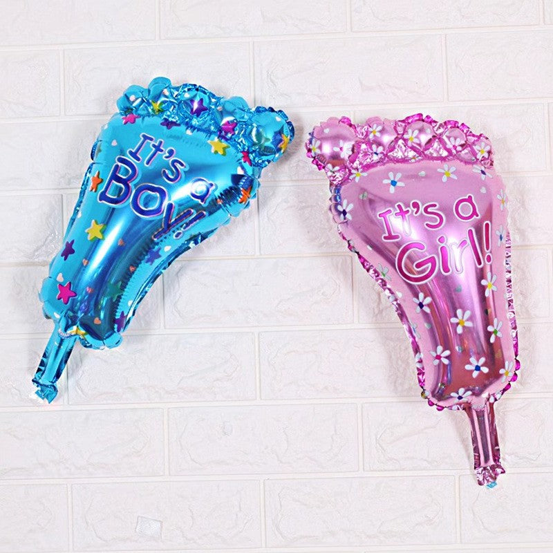 Set 3 Baloane din Folie Metalizata, Flippy, Figurine Picior 46x79 cm, Inima 45cm, Stea 45cm, Model It's a Boy, Tema Gender Reveal, Ambalaj Individual, Pai Inclus, Umflare cu Aer sau Heliu, Albastru-5