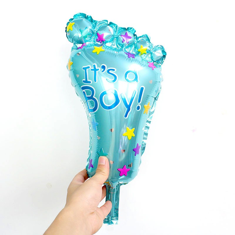 Set 3 Baloane din Folie Metalizata, Flippy, Figurine Picior 46x79 cm, Inima 45cm, Stea 45cm, Model It's a Boy, Tema Gender Reveal, Ambalaj Individual, Pai Inclus, Umflare cu Aer sau Heliu, Albastru-6