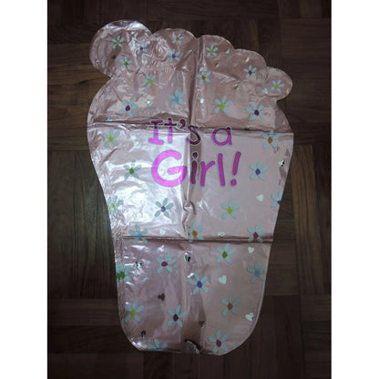 Set 3 Baloane din Folie Metalizata, Flippy, Figurine Picior 46x79 cm, Inima 45 cm, Stea 45cm, Model It's a Girl, Tema Gender Reveal, Ambalaj Individual, Pai Inclus, Umflare cu Aer sau Heliu, Roz-8