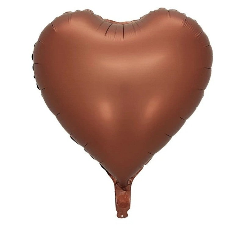 Set 3 Baloane din Folie Metalizata, Flippy, Figurine Inimi, Tema Ziua Indragostitilor, 45 cm, Ambalaj Individual, Pai Inclus, Umflare cu Aer sau Heliu, Crem/Maro-1