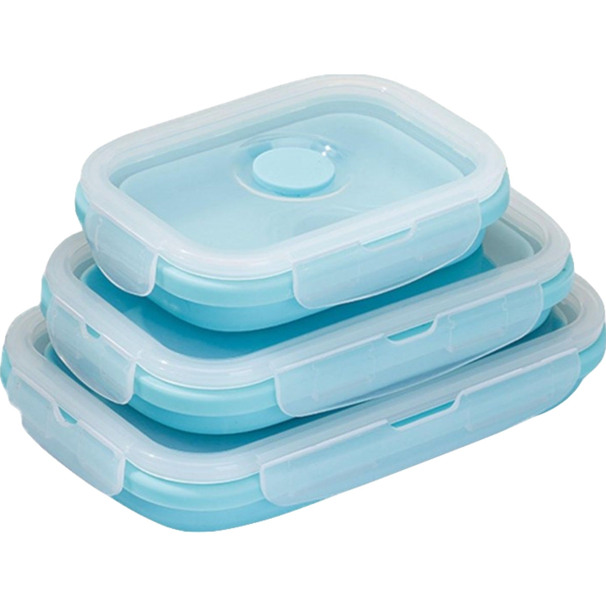 Set 3 caserole pliabile Flippy, din silicon, rezistenta la temperaturi ridicate, usor de depozitat si curatat, 350/500/800 ml, utilizare in cuptorul cu microunde, albastra-0