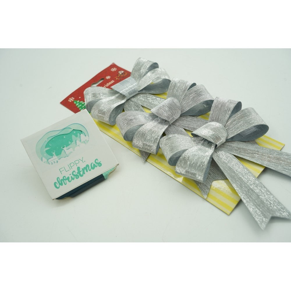 Set 3 fundite pentru brad, Argintii, 10 x 11 cm, din poliester, Flippy-1