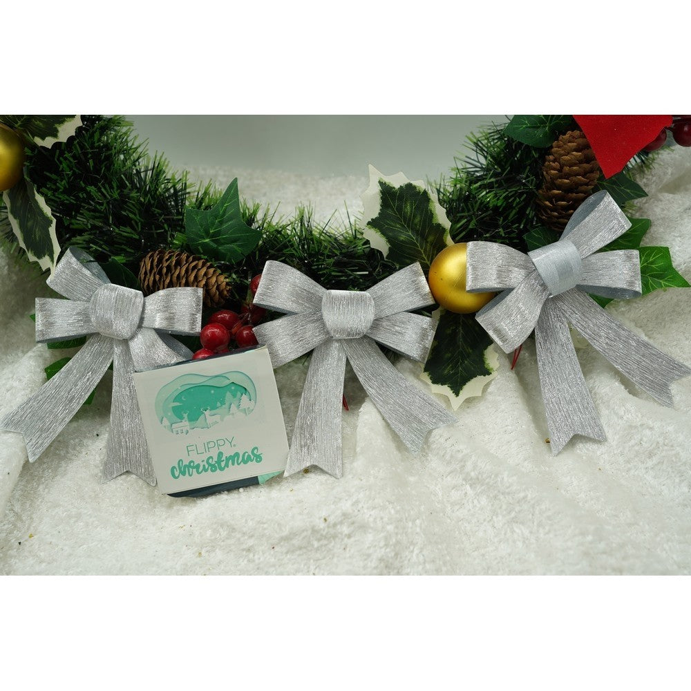 Set 3 fundite pentru brad, Argintii, 10 x 11 cm, din poliester, Flippy-2