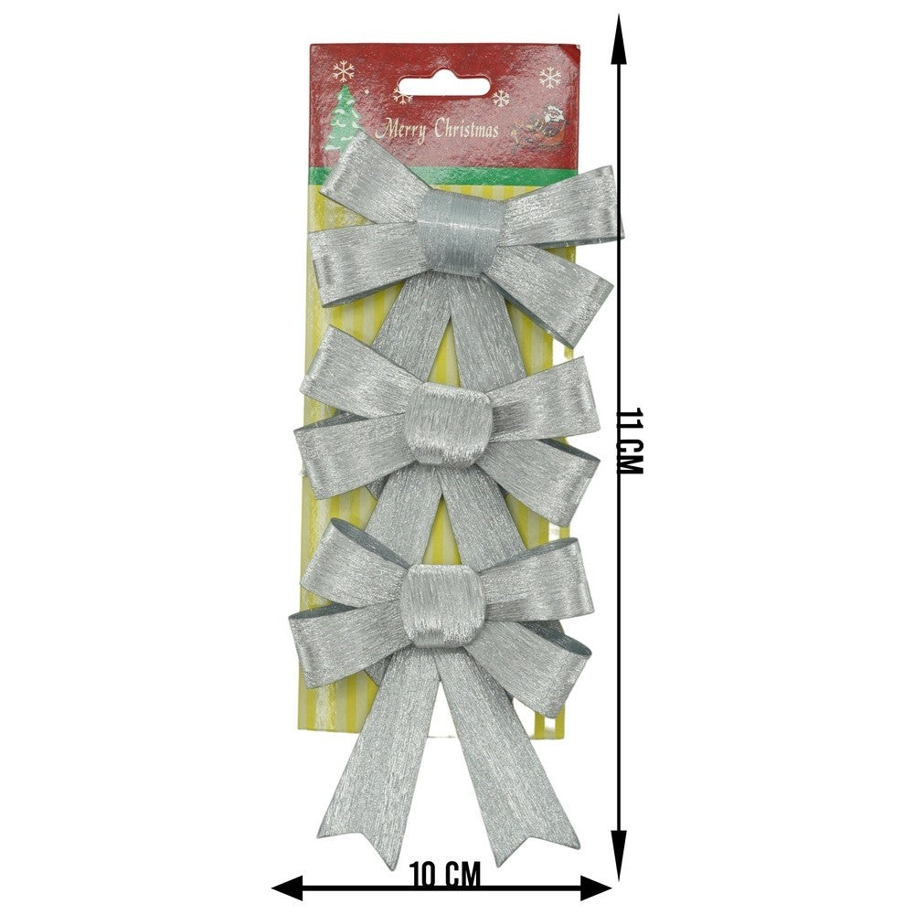 Set 3 fundite pentru brad, Argintii, 10 x 11 cm, din poliester, Flippy-5