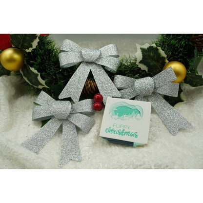 Set 3 fundite pentru brad, Argintii, cu sclipici, 10 x 11 cm, din poliester, Flippy-4
