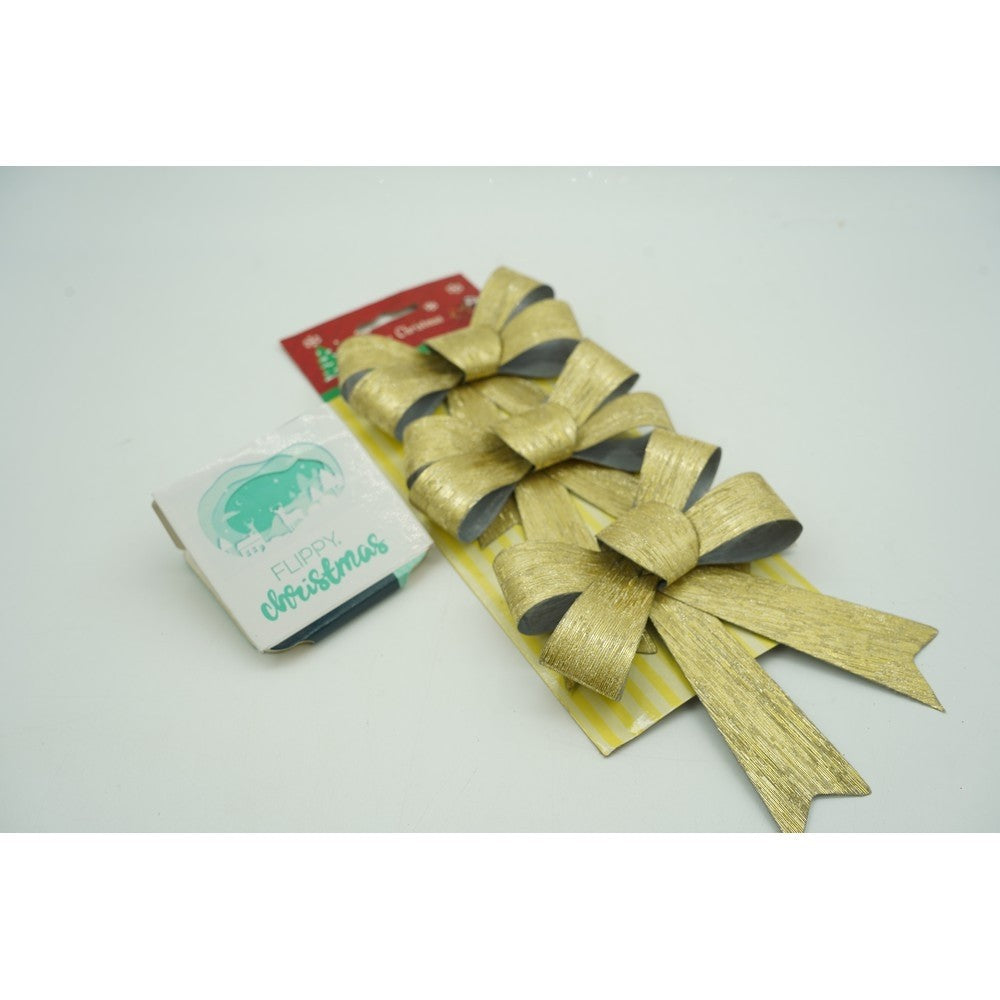 Set 3 fundite pentru brad, Aurii, 10 x 11 cm, din poliester, Flippy-1
