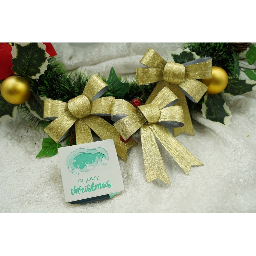 Set 3 fundite pentru brad, Aurii, 10 x 11 cm, din poliester, Flippy-2