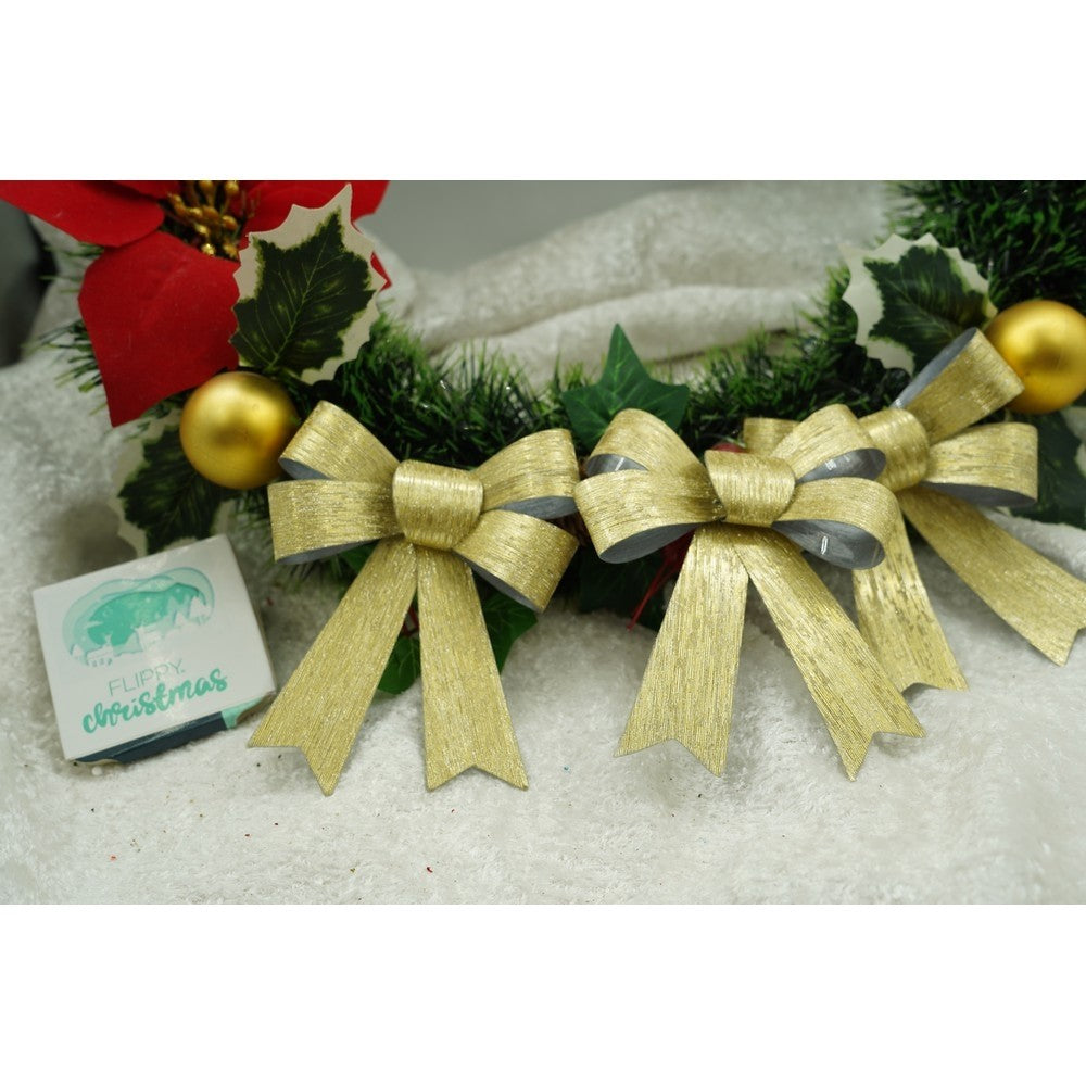 Set 3 fundite pentru brad, Aurii, 10 x 11 cm, din poliester, Flippy-3