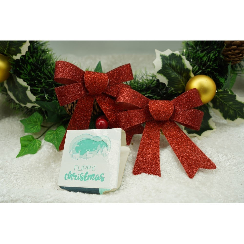 Set 3 fundite pentru brad, Rosii, cu sclipici, 10 x 11 cm, din poliester, Flippy-4