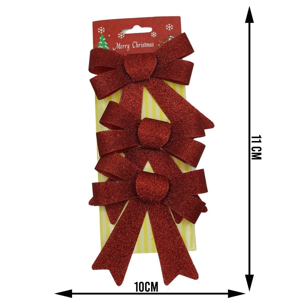 Set 3 fundite pentru brad, Rosii, cu sclipici, 10 x 11 cm, din poliester, Flippy-5