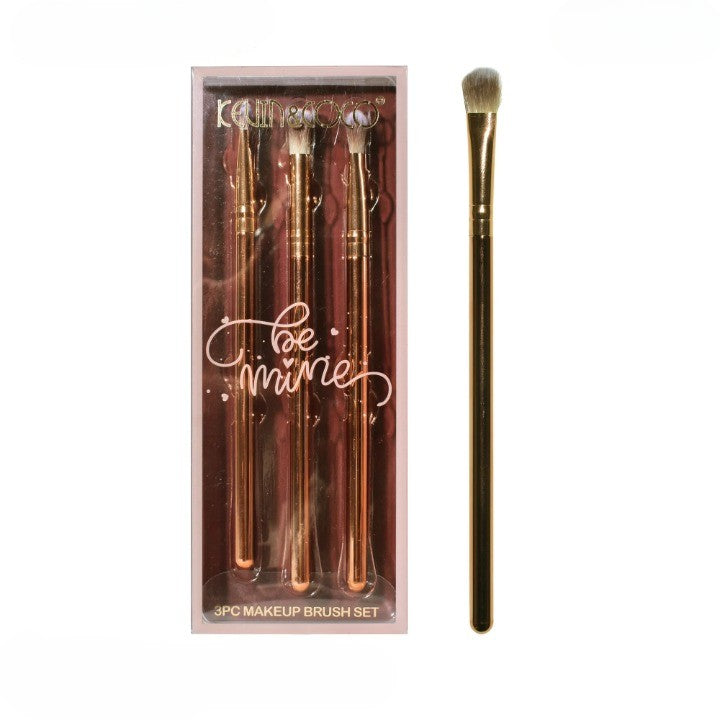 Set 3 Pensule de Machiaj, Flippy, Portabile, pentru Fard de Ochi, din Par Sintetic Moale, Auriu, 16.5x6.5x1.6 cm-0