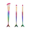 Set 3 Pensule pentru Machiaj Flippy, in Forma de Sirena, Electroplacate, Detalii Fine, Maner Ergonomic, Peri din Fibra Moale, Multicolor-0