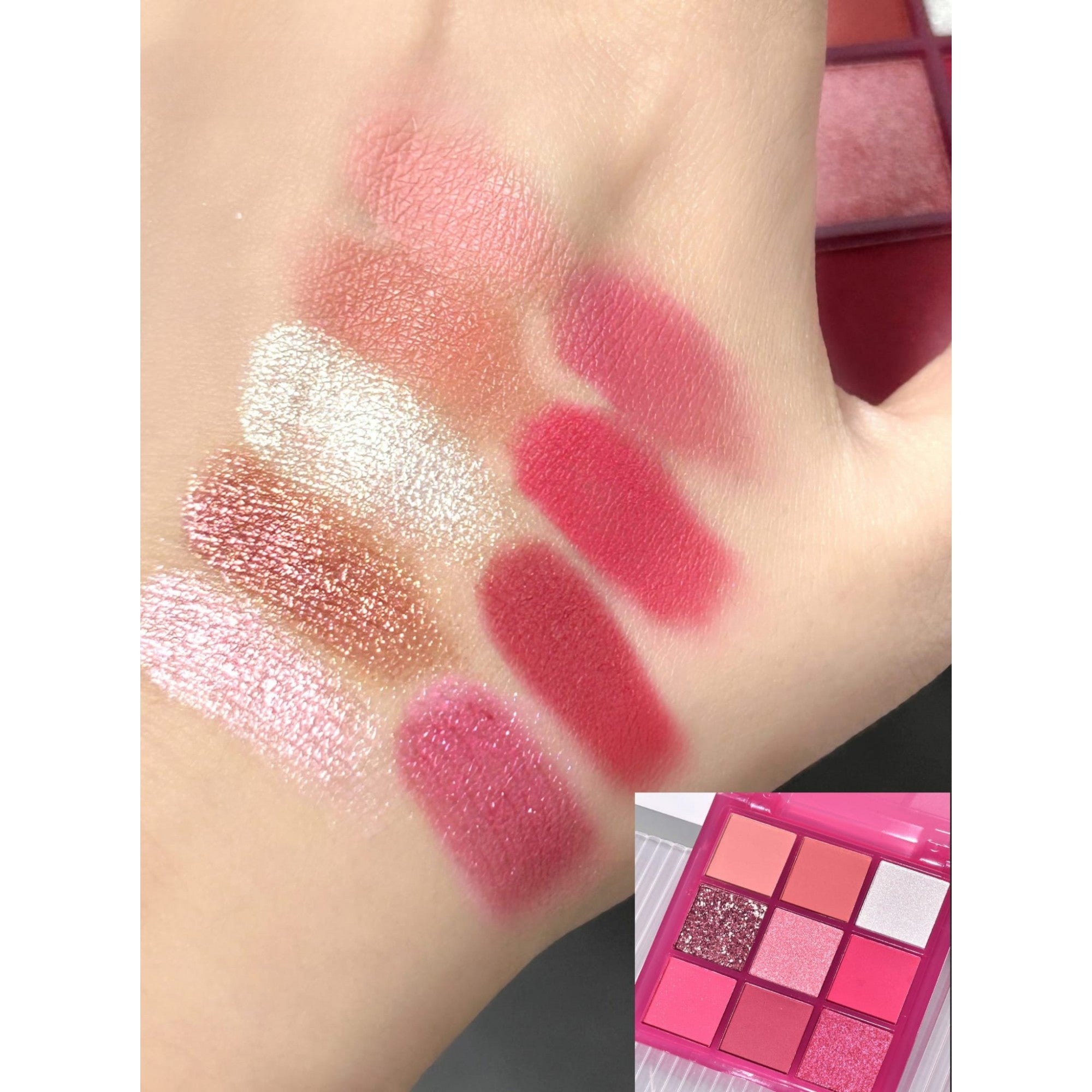 Set 3 Produse de Machiaj, KEVIN &amp; COCO, Pink Hearted, 9 culori, 15.5 x 13 x 3.4 cm-5