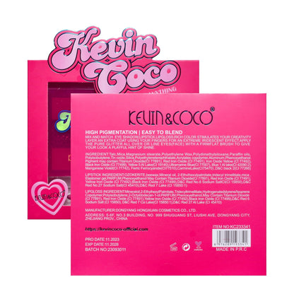 Set 3 Produse de Machiaj, KEVIN &amp; COCO, Pink Hearted, 9 culori, 15.5 x 13 x 3.4 cm-8