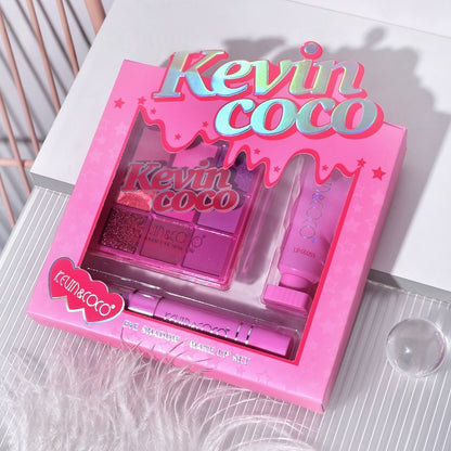 Set 3 Produse de Machiaj, KEVIN &amp; COCO, Pink Ice Star, 9 culori, 15.5 x 13 x 3.4 cm-3