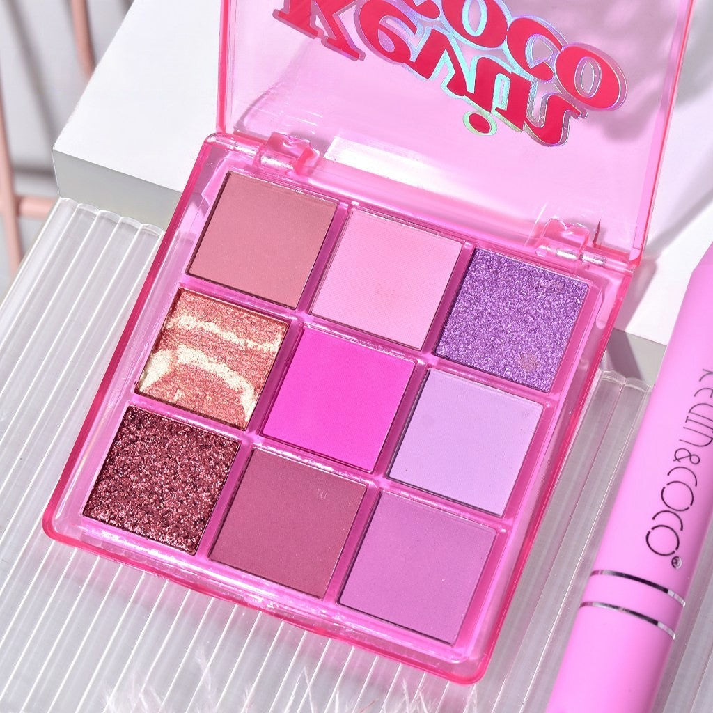 Set 3 Produse de Machiaj, KEVIN &amp; COCO, Pink Ice Star, 9 culori, 15.5 x 13 x 3.4 cm-4