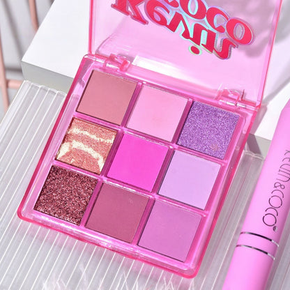 Set 3 Produse de Machiaj, KEVIN &amp; COCO, Pink Ice Star, 9 culori, 15.5 x 13 x 3.4 cm-4