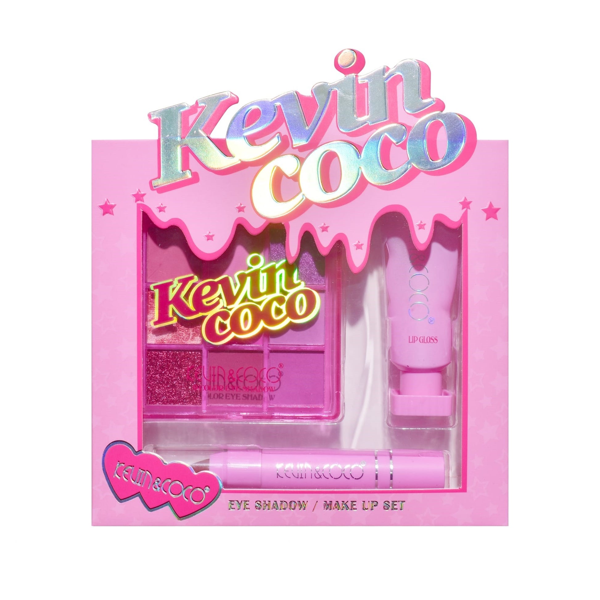 Set 3 Produse de Machiaj, KEVIN &amp; COCO, Pink Ice Star, 9 culori, 15.5 x 13 x 3.4 cm-6