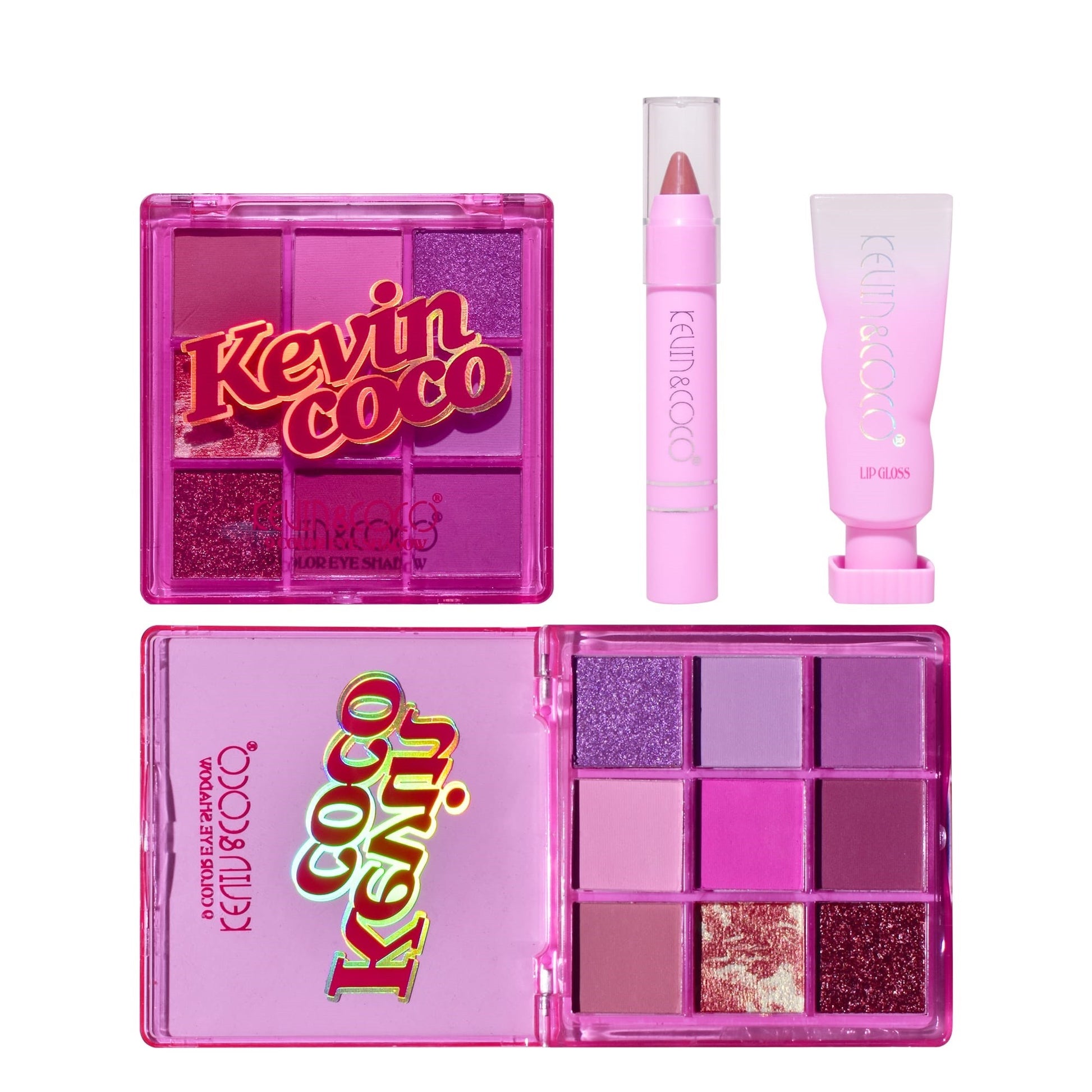 Set 3 Produse de Machiaj, KEVIN &amp; COCO, Pink Ice Star, 9 culori, 15.5 x 13 x 3.4 cm-7