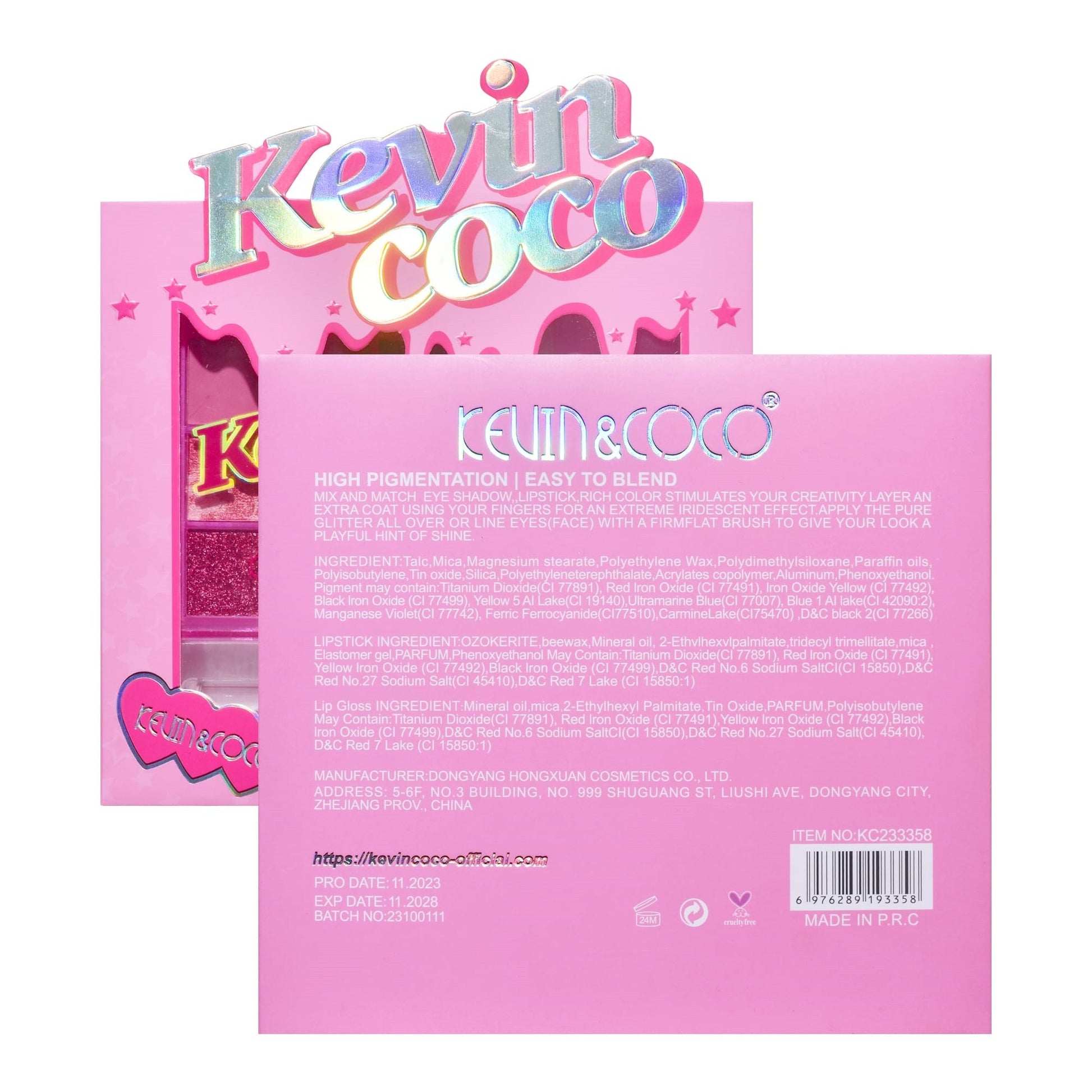 Set 3 Produse de Machiaj, KEVIN &amp; COCO, Pink Ice Star, 9 culori, 15.5 x 13 x 3.4 cm-8