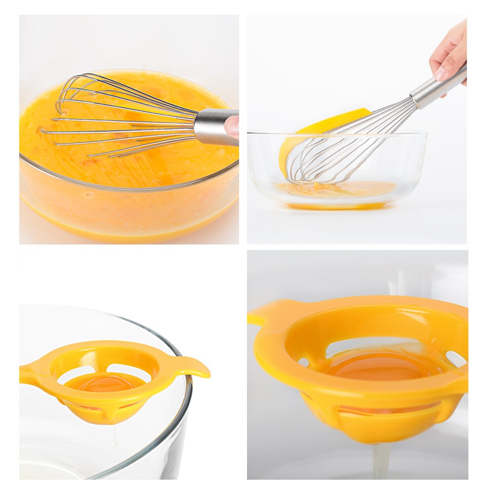 Set 3 ustensile pentru bucatarie Flippy, 2 teluri, un separator oua, inox/silicon, Galben-2