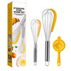 Set 3 ustensile pentru bucatarie Flippy, 2 teluri, un separator oua, inox/silicon, Galben-0