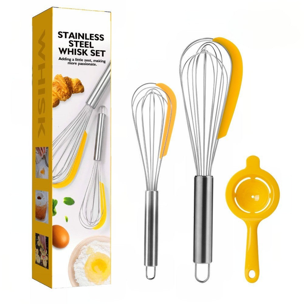 Set 3 ustensile pentru bucatarie Flippy, 2 teluri, un separator oua, inox/silicon, Galben-0