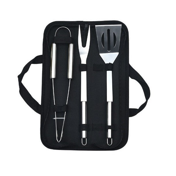 Set 3 Ustensile pentru Gratar, Flippy, din Otel Inoxidabil, Geanta Oxford, Argintiu-0