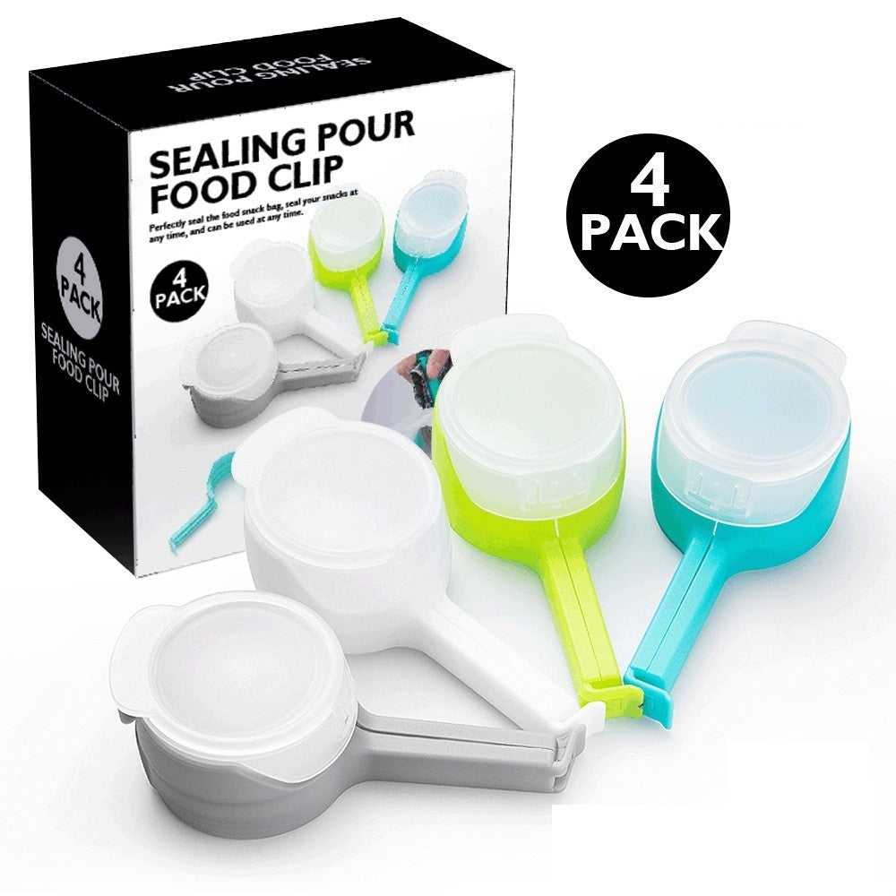 Set 4 cleme cu capac Flippy, pentru sigilare pungi alimente, material ABS, multicolor-1