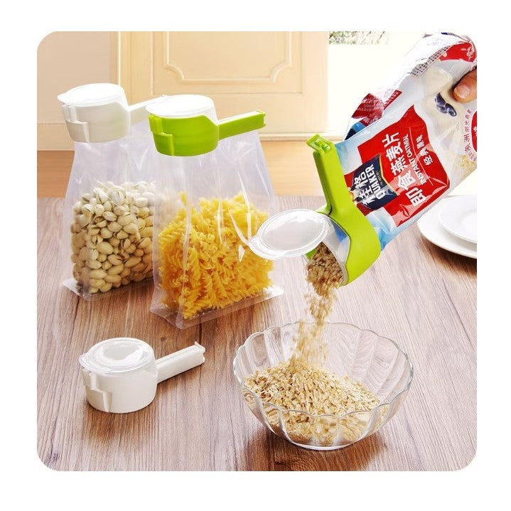 Set 4 cleme cu capac Flippy, pentru sigilare pungi alimente, material ABS, multicolor-2