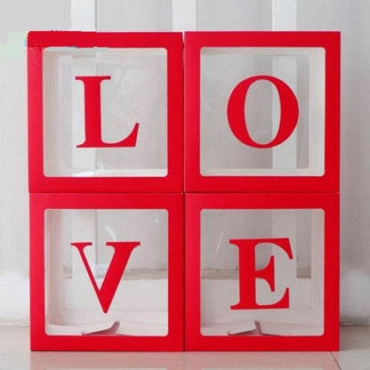 Set 4 Cuburi LOVE si 40 Baloane AlbastreCutie patrata alba cu 4 geamuri transparente 30x 30 x 30 cm-0
