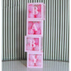 Set 4 cutii pentru baloane BABY, contur Roz, 30 x30 cm-0