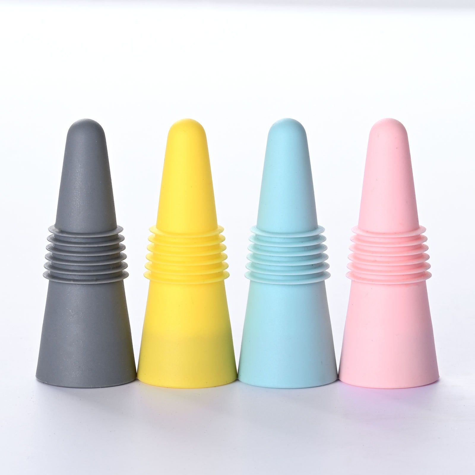 Set 4 dopuri reutilizabile din silicon Flippy, pentru sticle de vin, bautura, multicolor-1