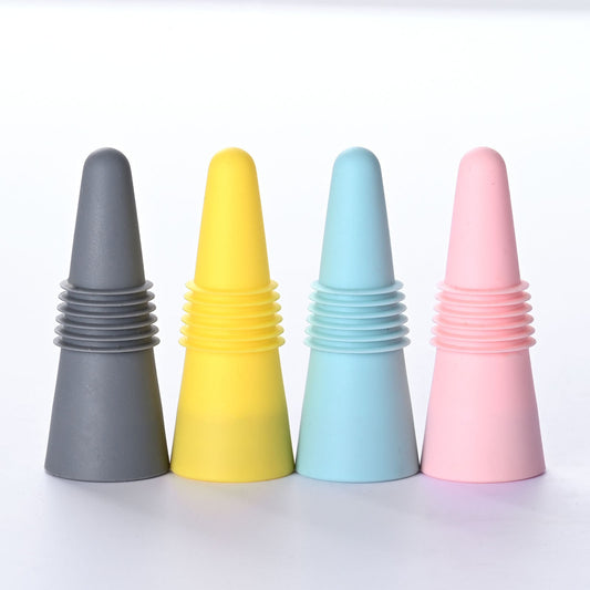 Set 4 dopuri reutilizabile din silicon Flippy, pentru sticle de vin, bautura, multicolor-1