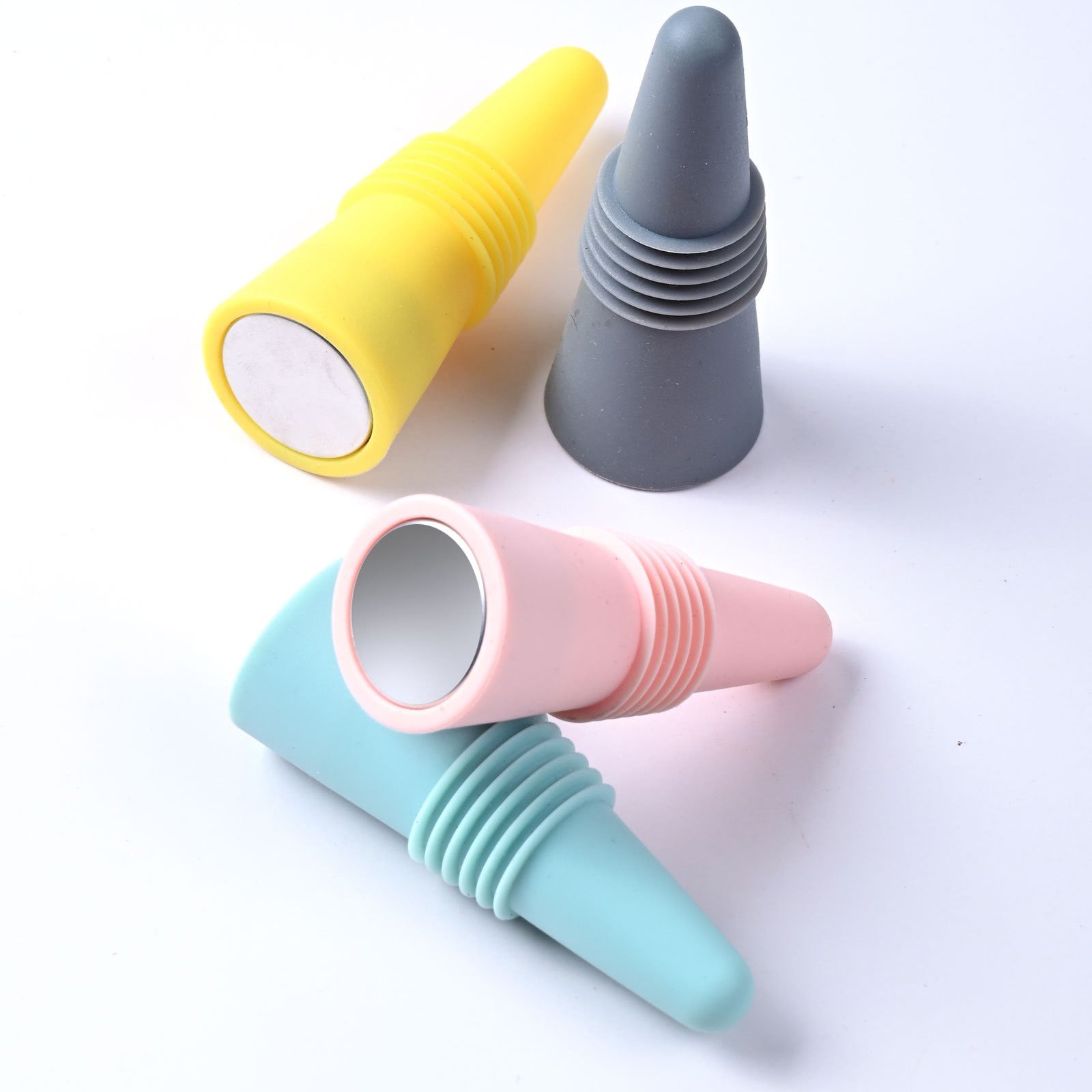 Set 4 dopuri reutilizabile din silicon Flippy, pentru sticle de vin, bautura, multicolor-5