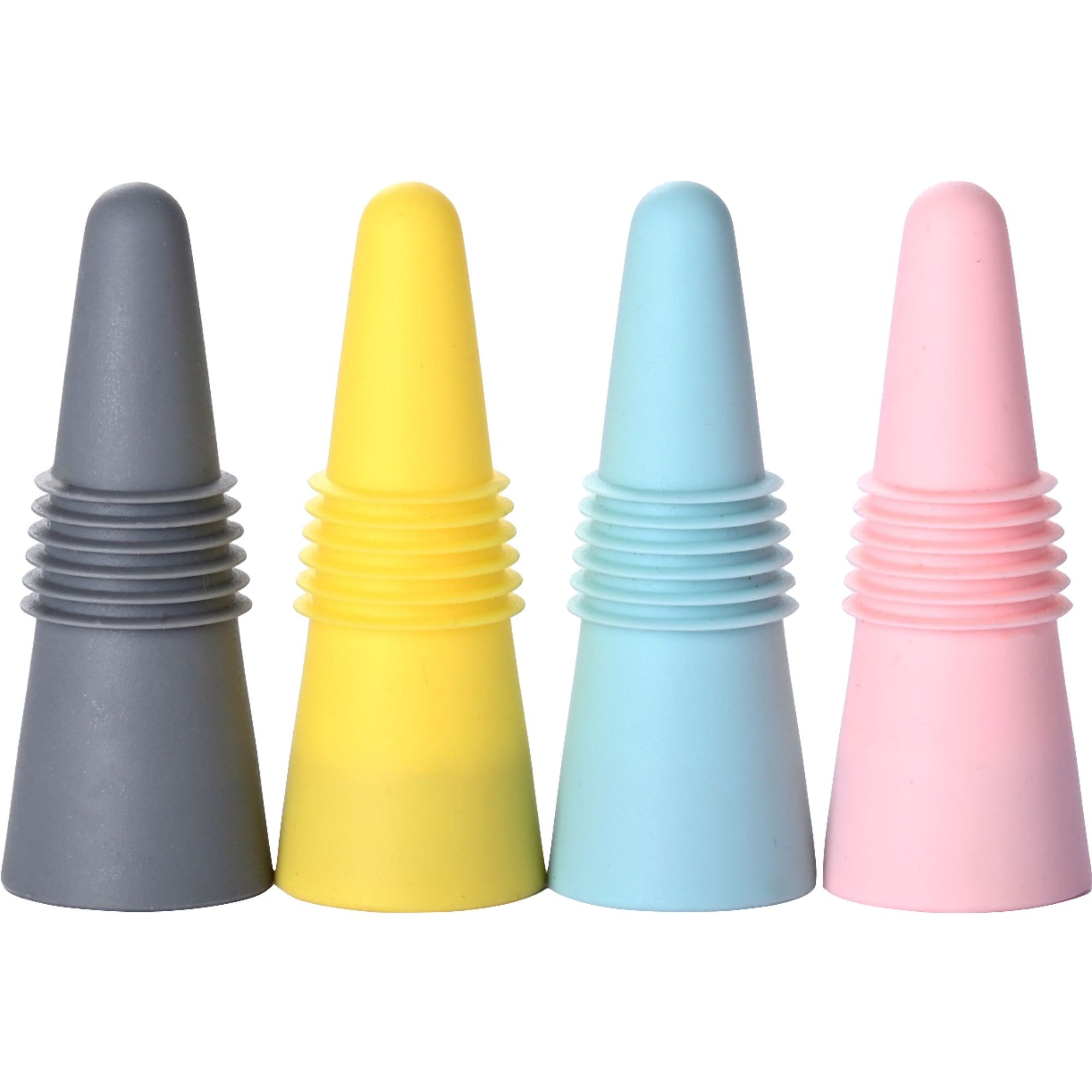 Set 4 dopuri reutilizabile din silicon Flippy, pentru sticle de vin, bautura, multicolor-0