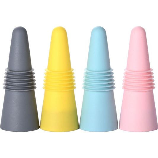 Set 4 dopuri reutilizabile din silicon Flippy, pentru sticle de vin, bautura, multicolor-0