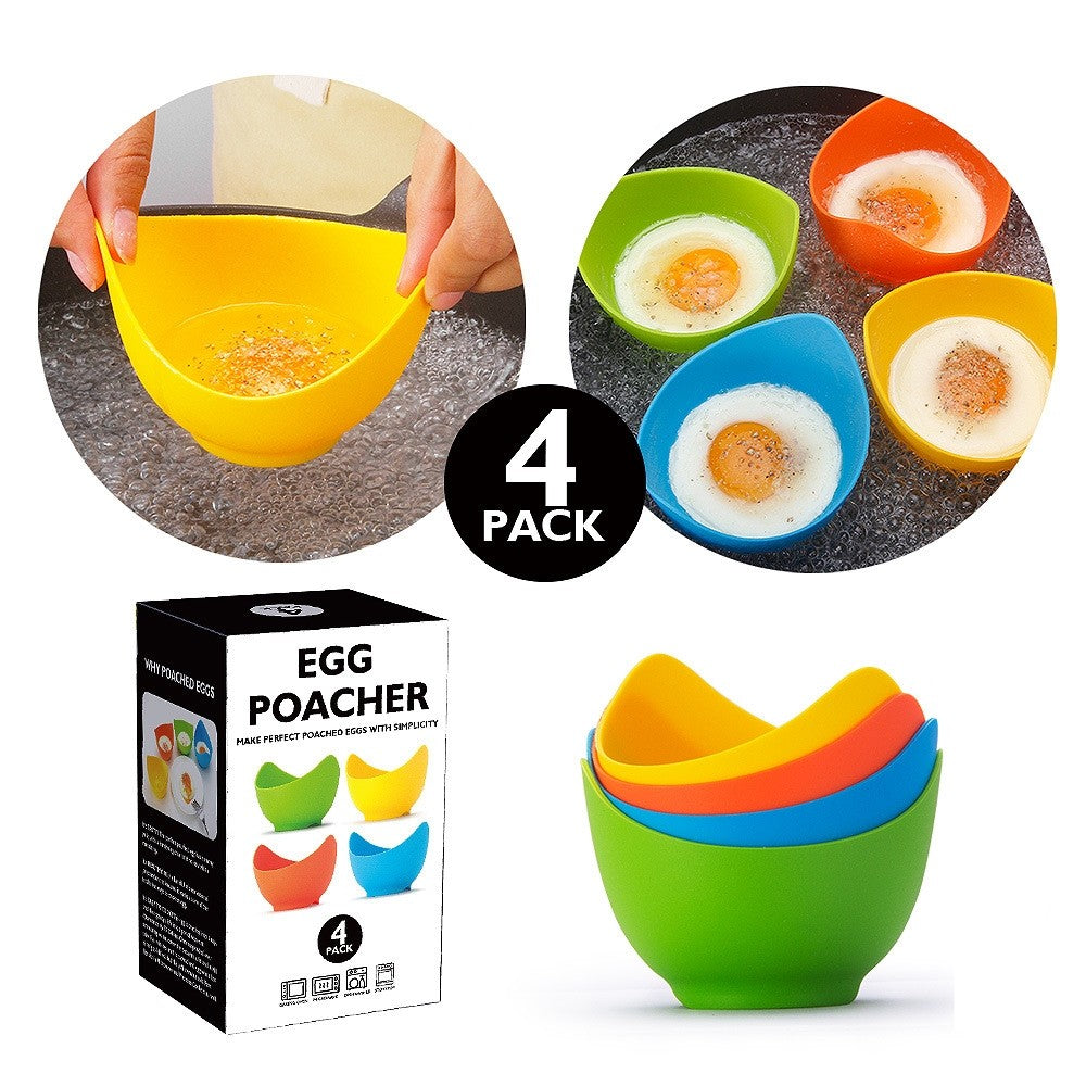 Set 4 forme pentru oua posate Flippy, din silicon rezistent la temperatura mare, usor de utilizat, multicolor-6